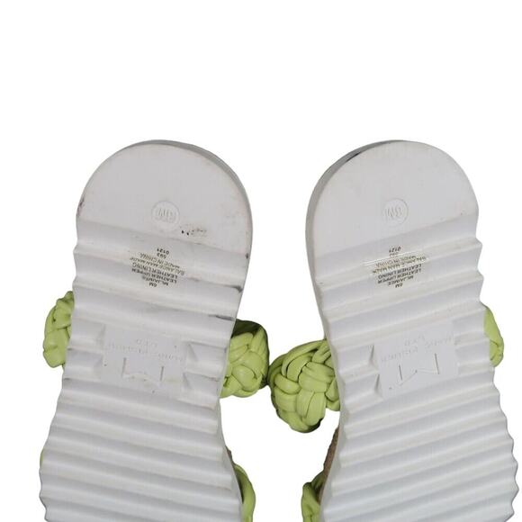 Marc Fisher Shoes Womens 6 Sandal Slides Double Woven Strap Leather Green Jaimee - Picture 11 of 12